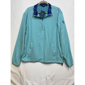 NWT MENS SCALES GOLF JACKET 1/4 ZIP PULLOVER SIZE L Aqua  BLUE‎ POCKETS vented